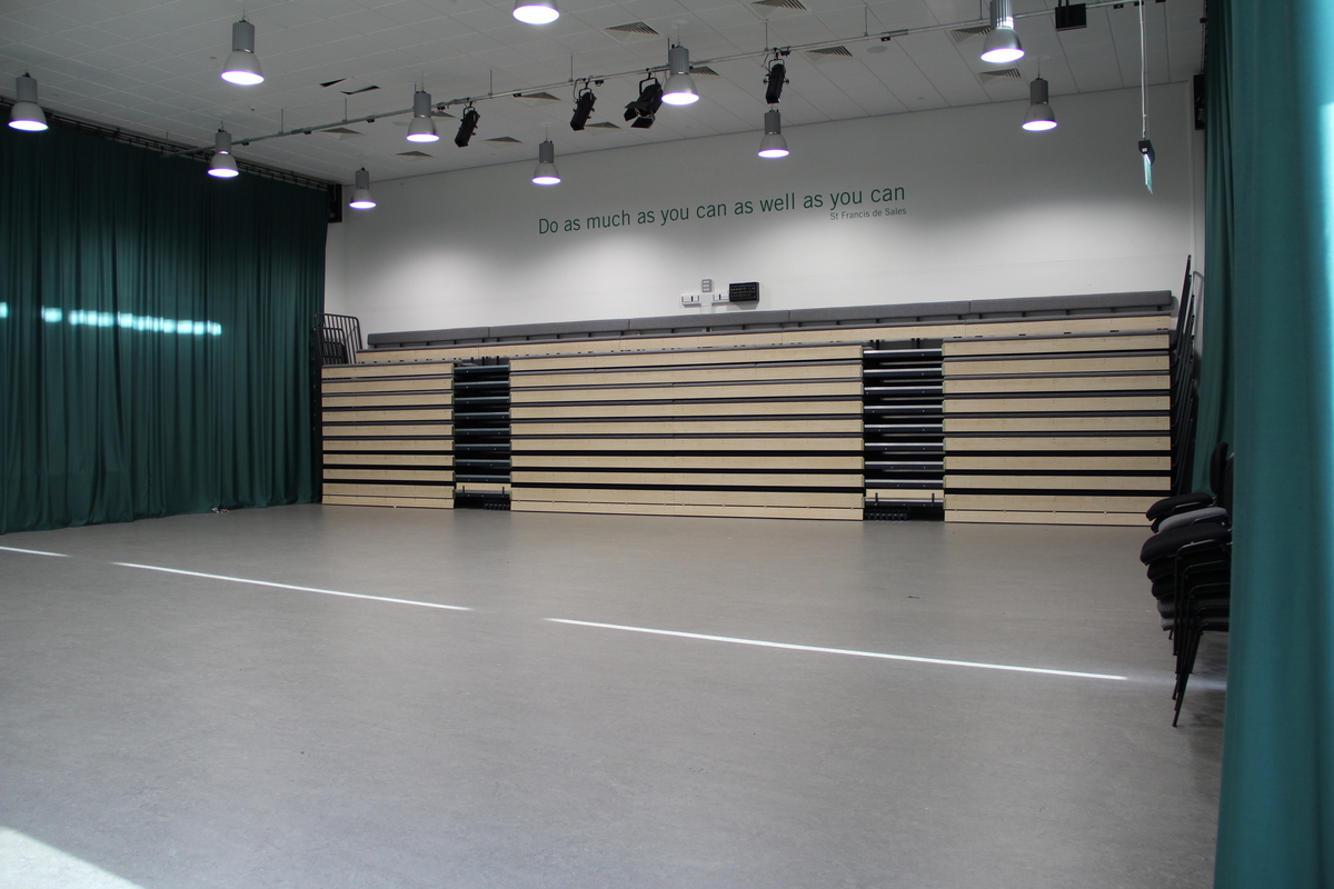 Main Hall at All Saints' Academy for hire in Cheltenham SchoolHire