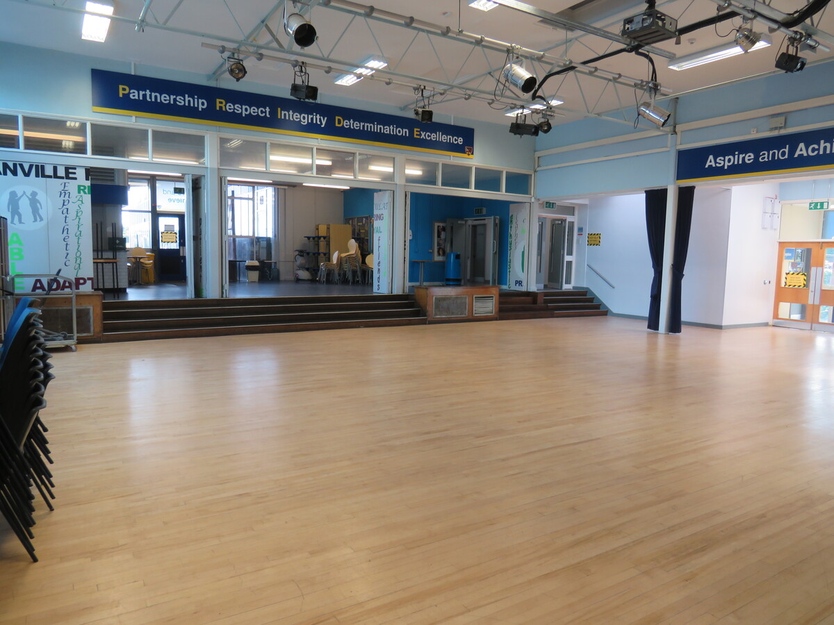 Main Hall at Granville Academy for hire in Swadlincote SchoolHire