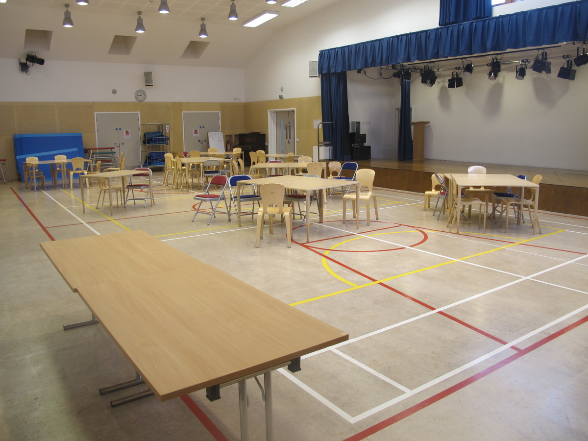Main Hall at Krishna Avanti (Harrow) Primary School for hire in Harrow (London) SchoolHire